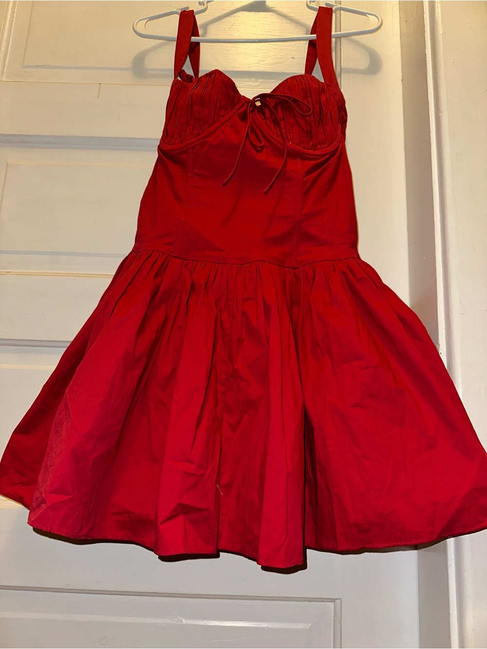 For Love & Lemons Helena Poplin Bustier Mini Dress in Red Sz Large - Picture 10 of 14